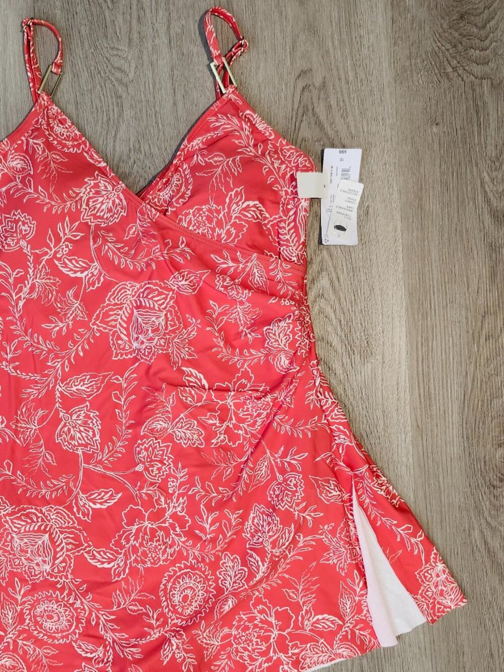 Liz Claiborne “Kingston Voyage” Coral‑Pink Floral Swim Dress – Size 10 (NWT) - Picture 3 of 12